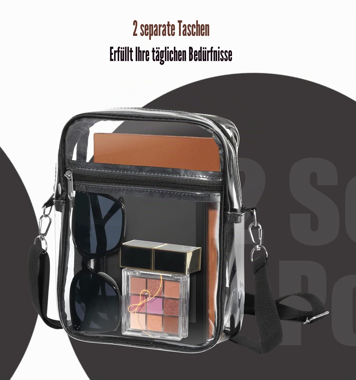 MoKo Transparente Crossbody Schultertasche, Station Genehmigte Tragetasche mit Abnehmbarem Gurt Statium Approved Klare Breiftasche für Arbeit Sport Spiele und Konzerte