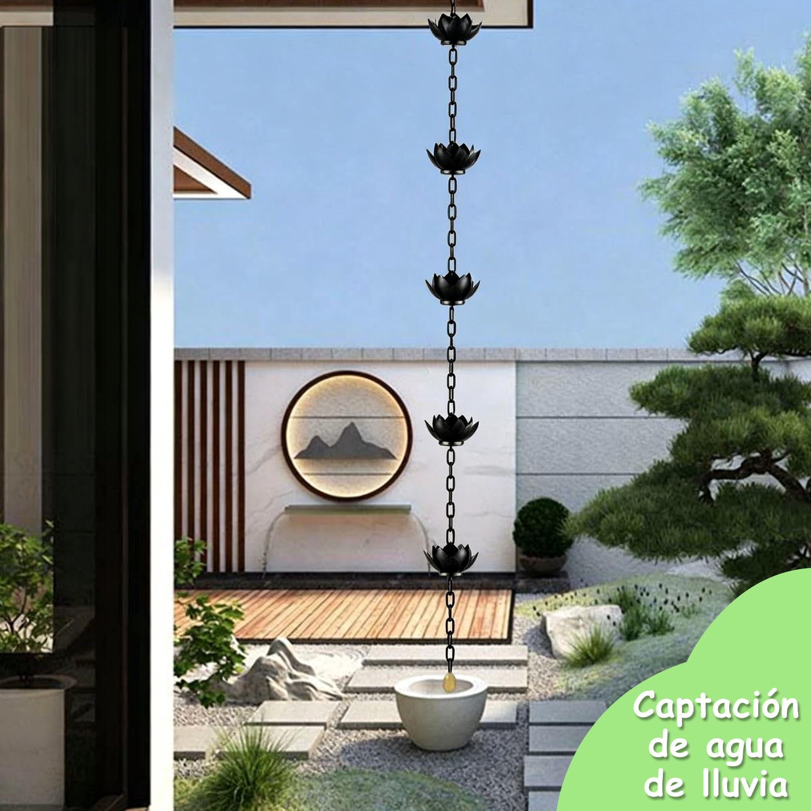Cadenas de Lluvia Decorativas, Cadena del Colector de Lluvia del Metal, Cadena para Canalones, Alternativa a Los Bajantes, para Casa Jardín Exterior Pérgola Techo Toldo A 1.2m