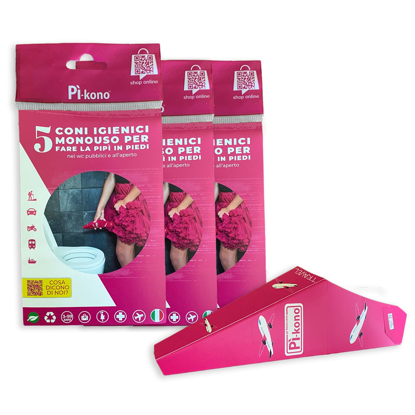 P&igrave;-kono - Cono Igienico Monouso Per Donne, Per Pip&igrave; In Piedi - Pratico E Made In Italy