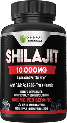 Shilajit Cápsulas de 22000 mg y más de 85 minerales traza para energía y apoyo inmunológico, shilajit orgánico para hombres y mujeres, pastillas