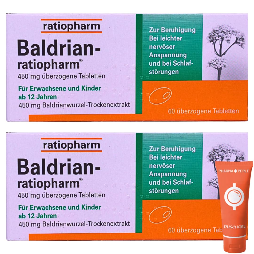 Baldrian 2x 60 Tabletten I bei leichter nervöser Anspannung, Unruhe, Navervosität I Beruhigung I Schlafstörung I Pflanzlicher Baldrianextrakt I Spar-Set plus Pharma Perle give away