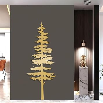 Idadey Metal Pine Tree Wall Art, Contemporary Pine Wall Art, Forest Theme Metal Art, Minimalist Forest Theme Art for Modern Living Rooms