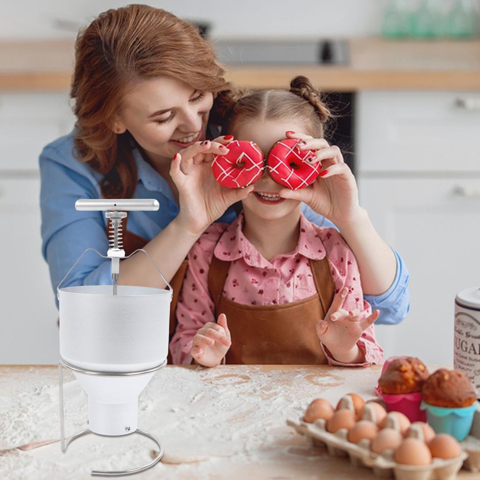 Donut-Spender – Manuelle Donut-Herstellung, 2,5 l, für Bäckerei | Donut-Maschine mit Ständer für Esszimmer, 6 verstellbare Stärken, Schlafsaal, Haus