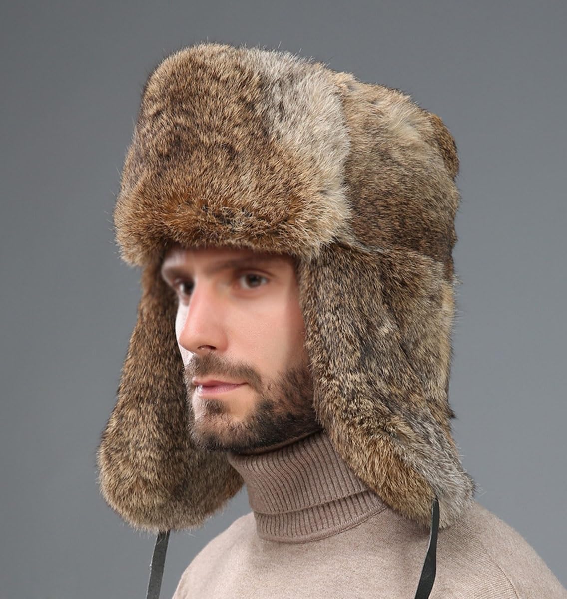 Men Women Faux Fur Trapper, Winter Russian Hat Winter Hats with Flap Fleece Lined Hat for Men Trapper Hat Hunting Skiing