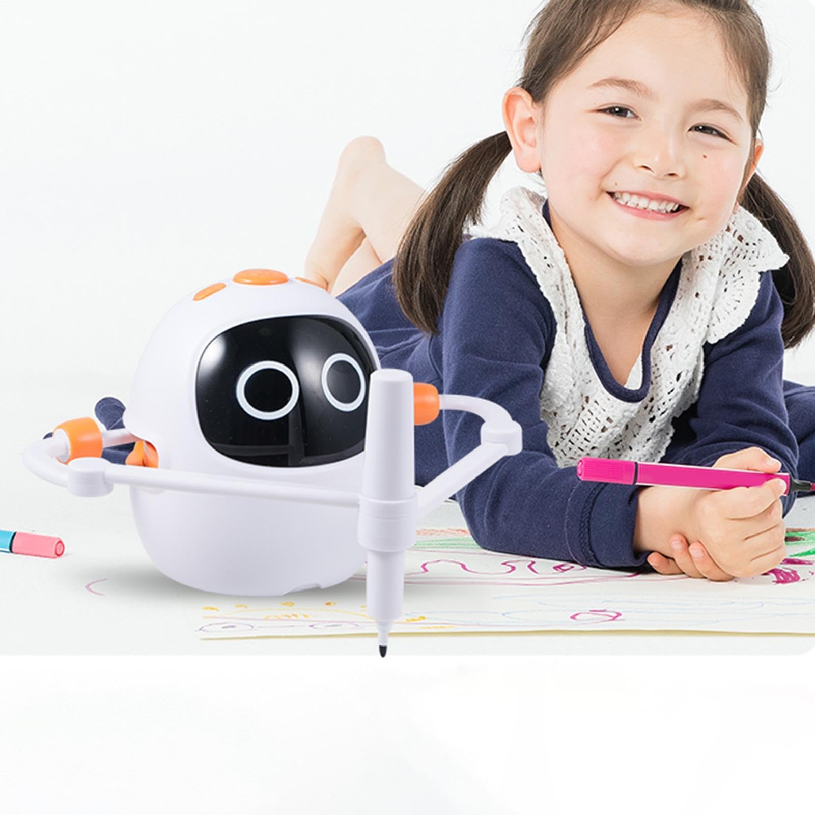 Generisch Robot rysunkowy dla dzieci, zabawka edukacyjna | Zabawka robota z 100 kartami 5 markerami dla dzieci w wieku 3-12 lat na urodziny do domu, szkoły, klasy