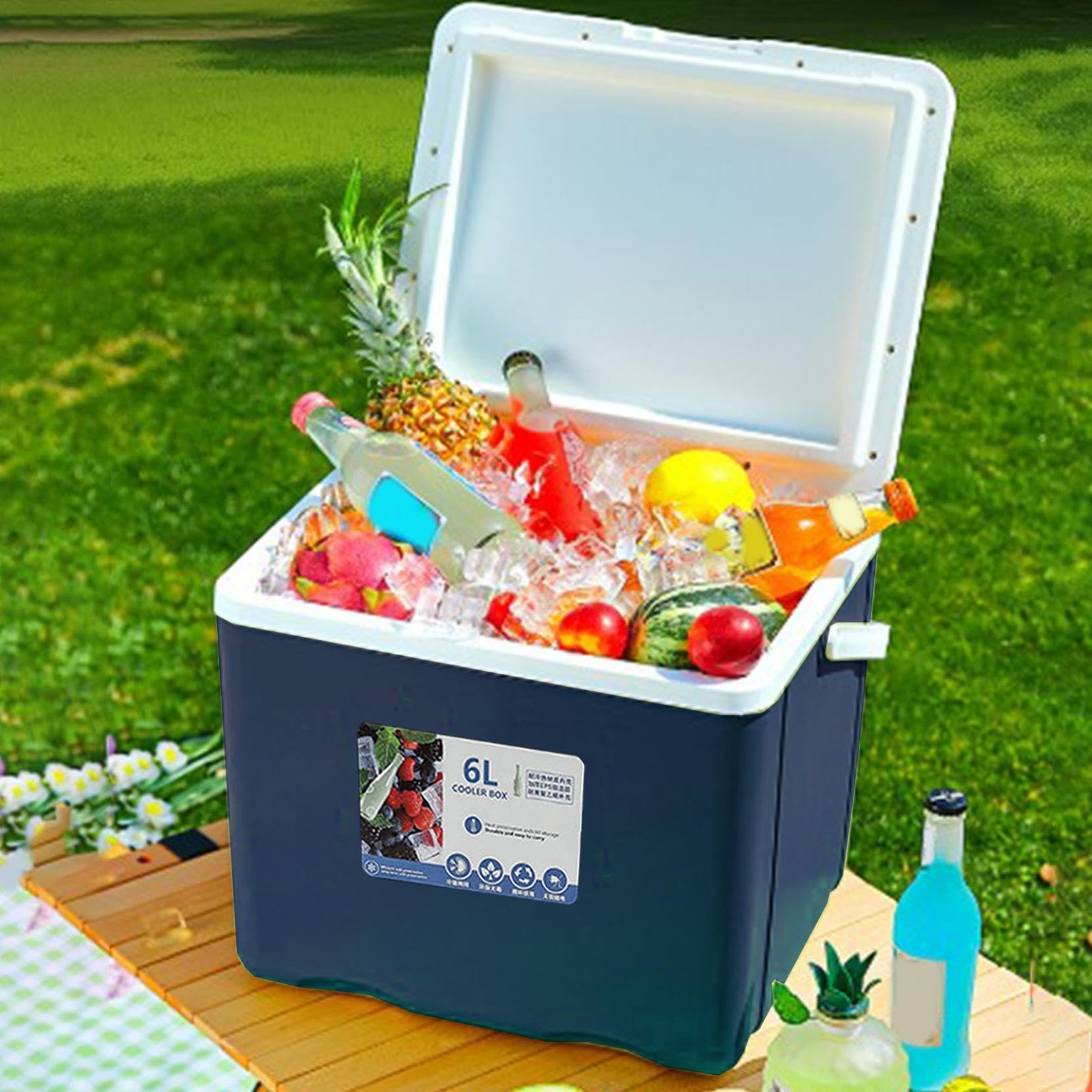 Portable Insulated Box with Handle, Small Cooler with Cool and Warm Function, Drink Cooler, Camping Coolers, Keeps Ice for Up to 3 Days, Ice Chest for Party, Camping, Fishing, Beach, Picnic