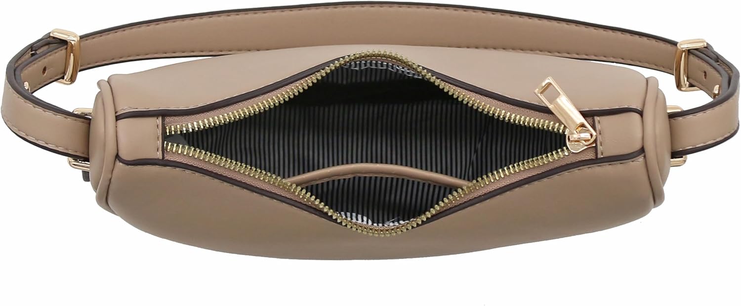 Small Crescent Smooth Faux Leather Underarm Shoulder Bag - Image 7