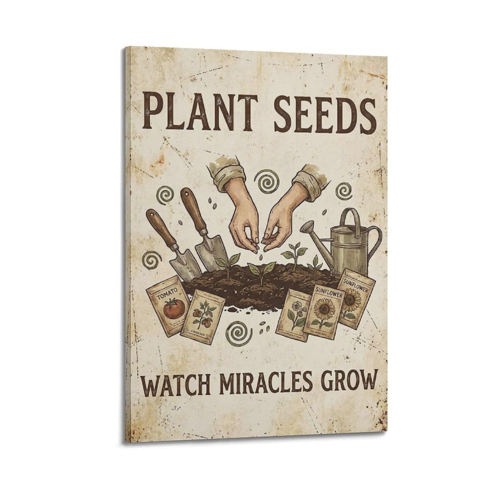 OKAHYS Seedling Botanical Vintage Poster Hope Grow Country Modern Decorative Canvas Prints - Ideal Wall Art for Family, Man Cave, Game Room, Boys & Girls Bedroom 24x36inch