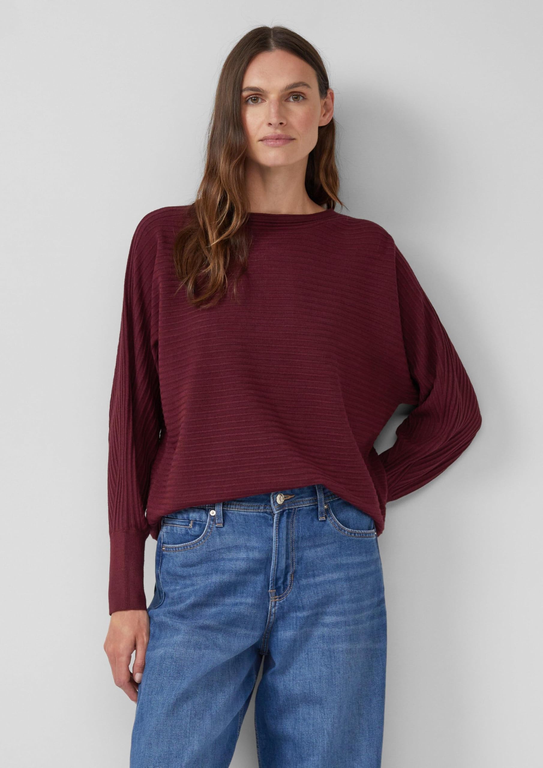 s.Oliver Pullover in Rippstruktur mit Fledermausärmeln
