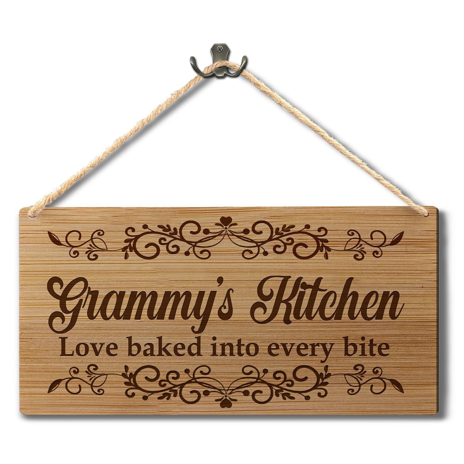 Grammy's Kitchen Wooden Wall Hanging Sign - Kitchen Art for Home Dining Rooms, Mother's Day & Birthday Gifts from Grandkids to Grammy, 12X6 Inch