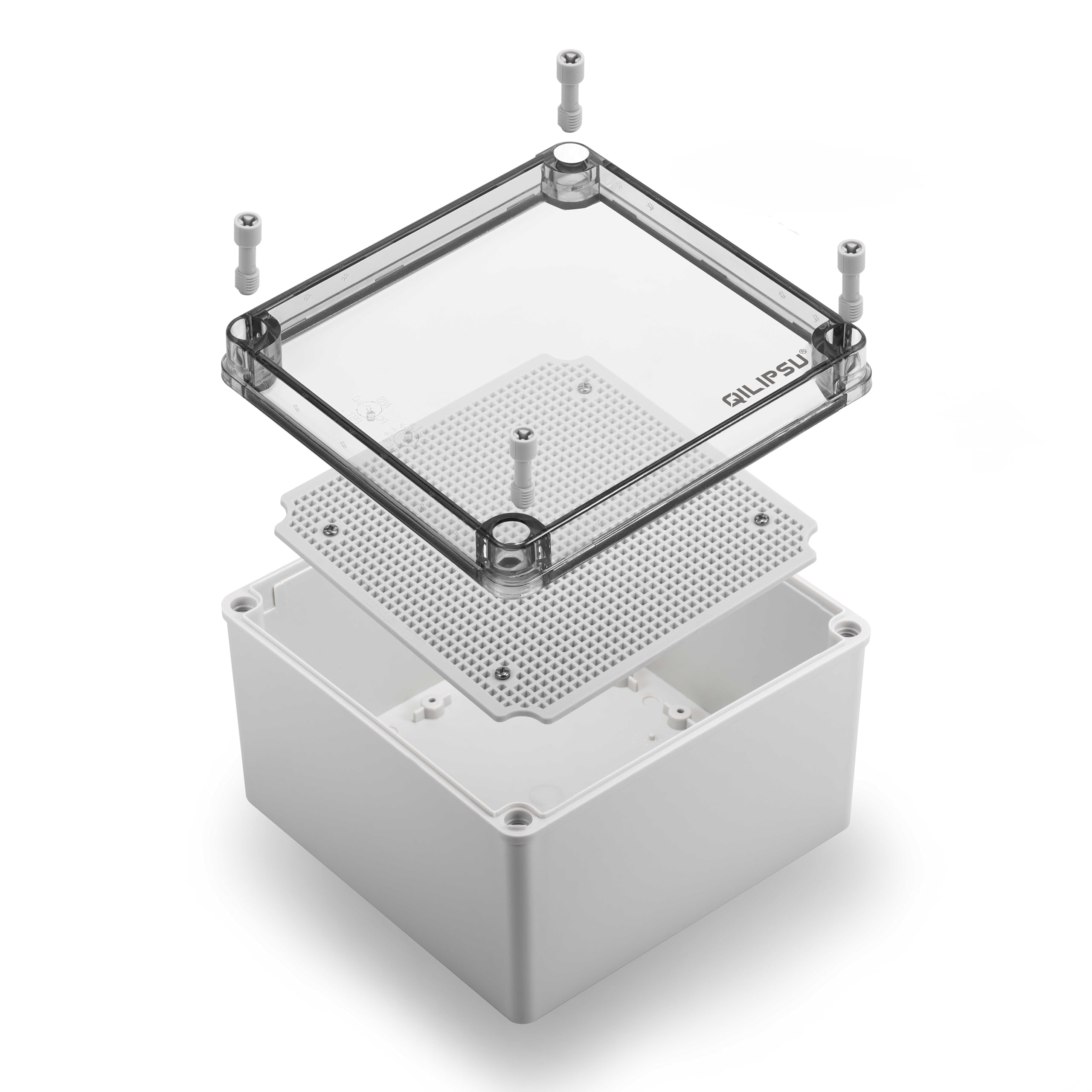 QILIPSU Outdoor Junction Box IP67 Waterproof Project Box ABS Plastic Weatherproof Electrical Enclosure Clear Cover (7.9"x7.9"x5.1" CC)