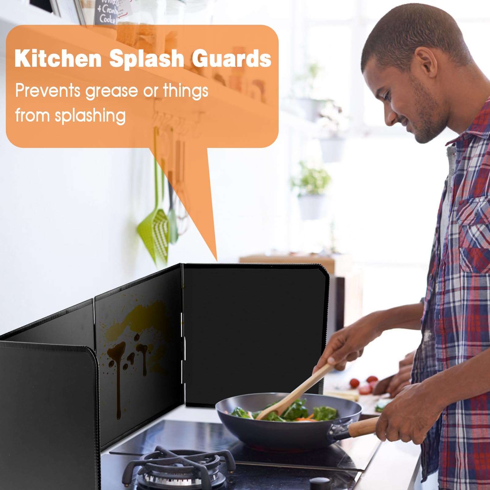 76*29*30cm Protection Anti-éclaboussures Pliable, 3Côtés Plaque Anti-projections Pliable, Plaque Anti Projection de Cuisson Résistant à la Chaleur, Plaque Anti Projection Cuisine pour Cuisson/Rôtir
