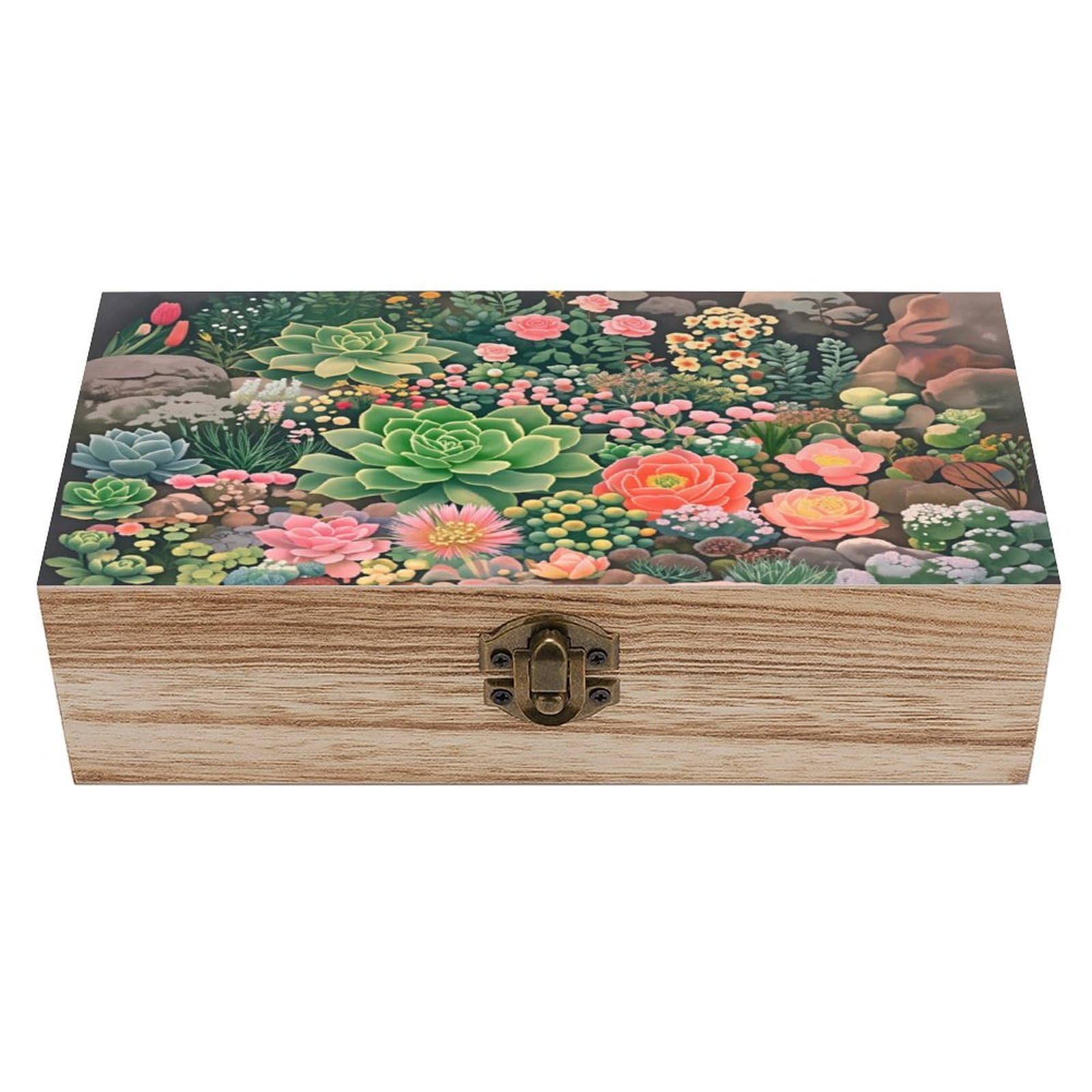 asbwuo Succulent Vintage Wooden Keepsake Box