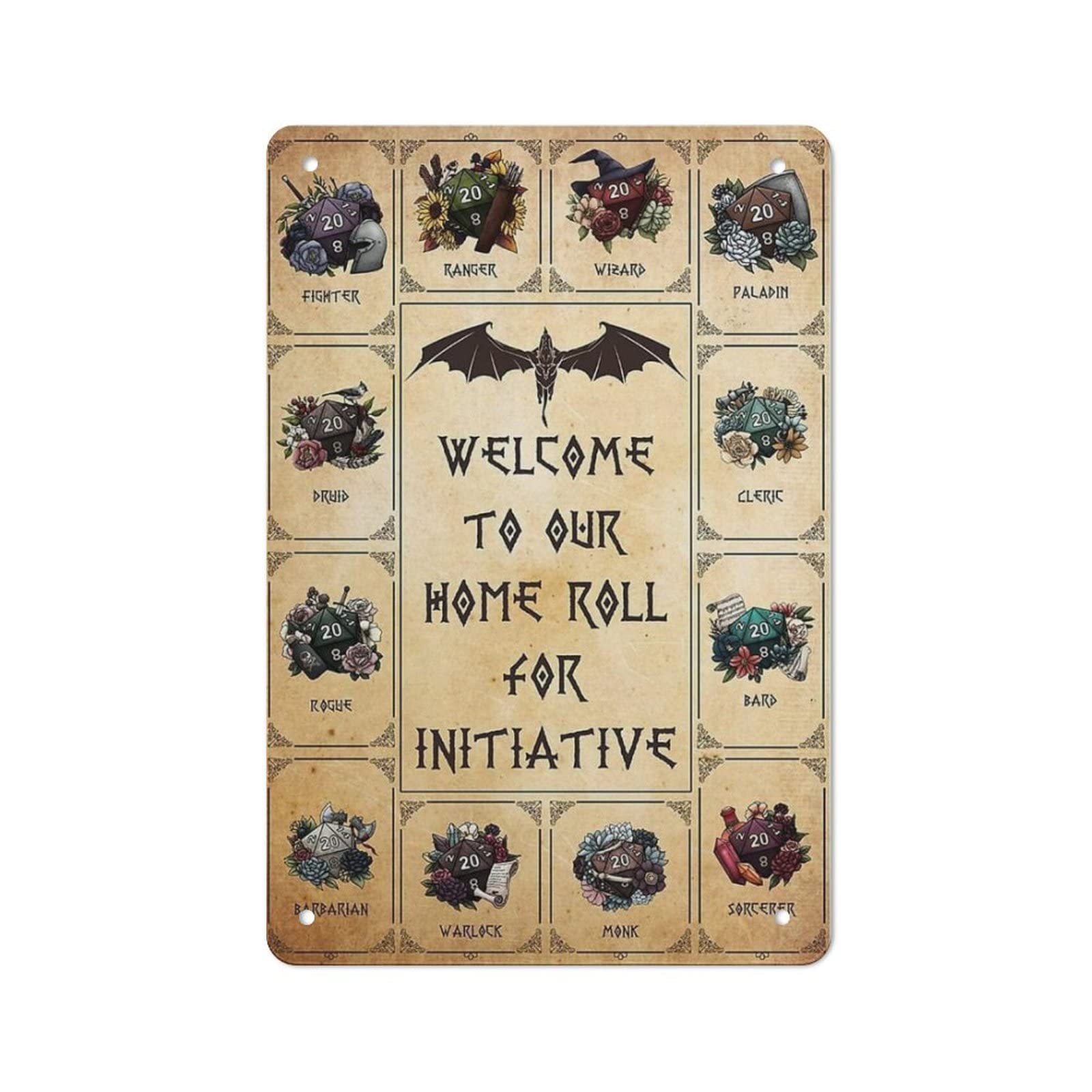 AOOEDM Welcome To Our Home Roll For Initiative Tin Metal Sign Wall Decor Funny Inspirational Quote Wall Art Sign Vintage Tin Signs For Home Coffee Bar Man Cave Sign Pub Poster