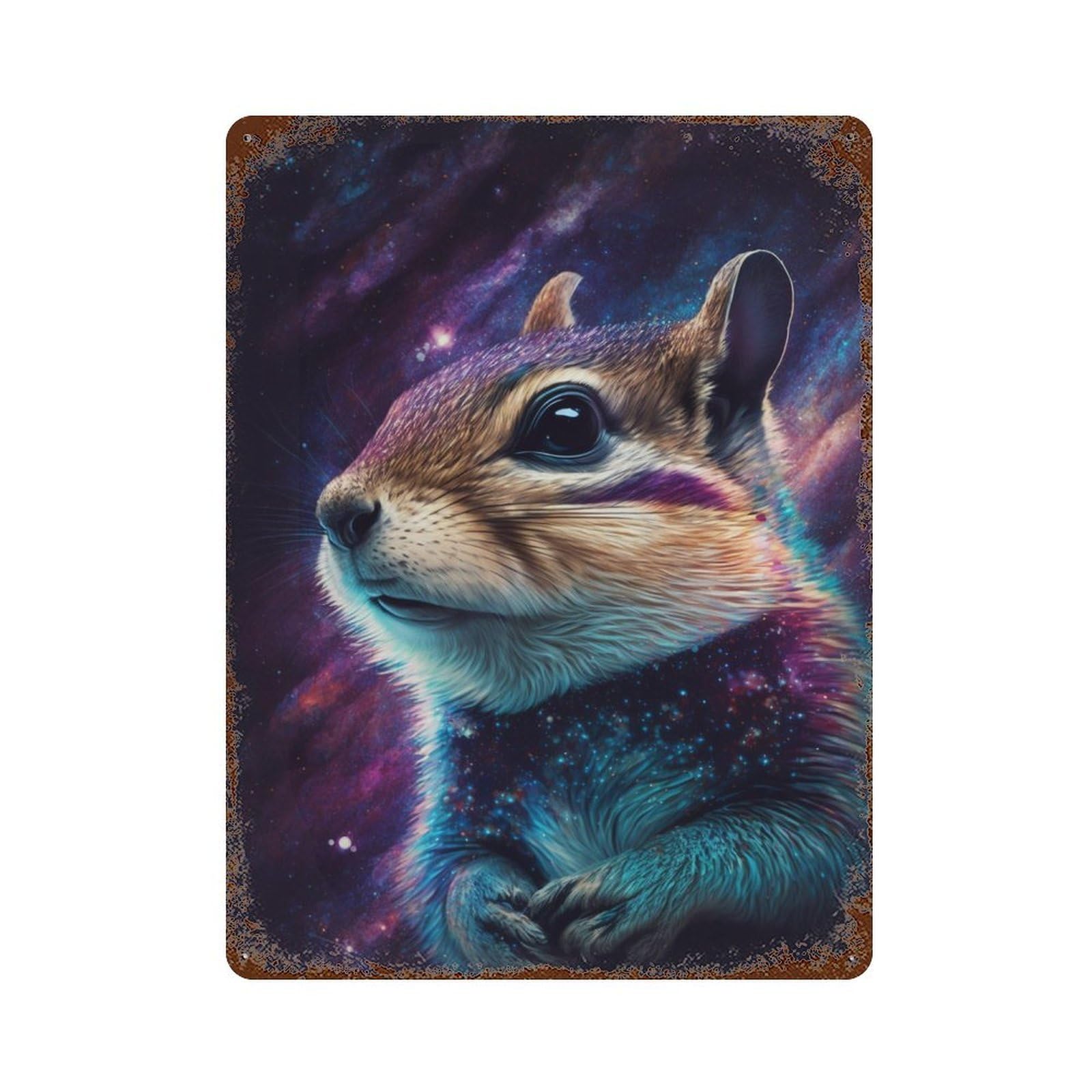 Cosmic Chipmunk Portrait-3 Retro Metal Sign 15.7"x11.8", Novelty Wall Decor for Farmhouse, Kitchen And Entryway Decor