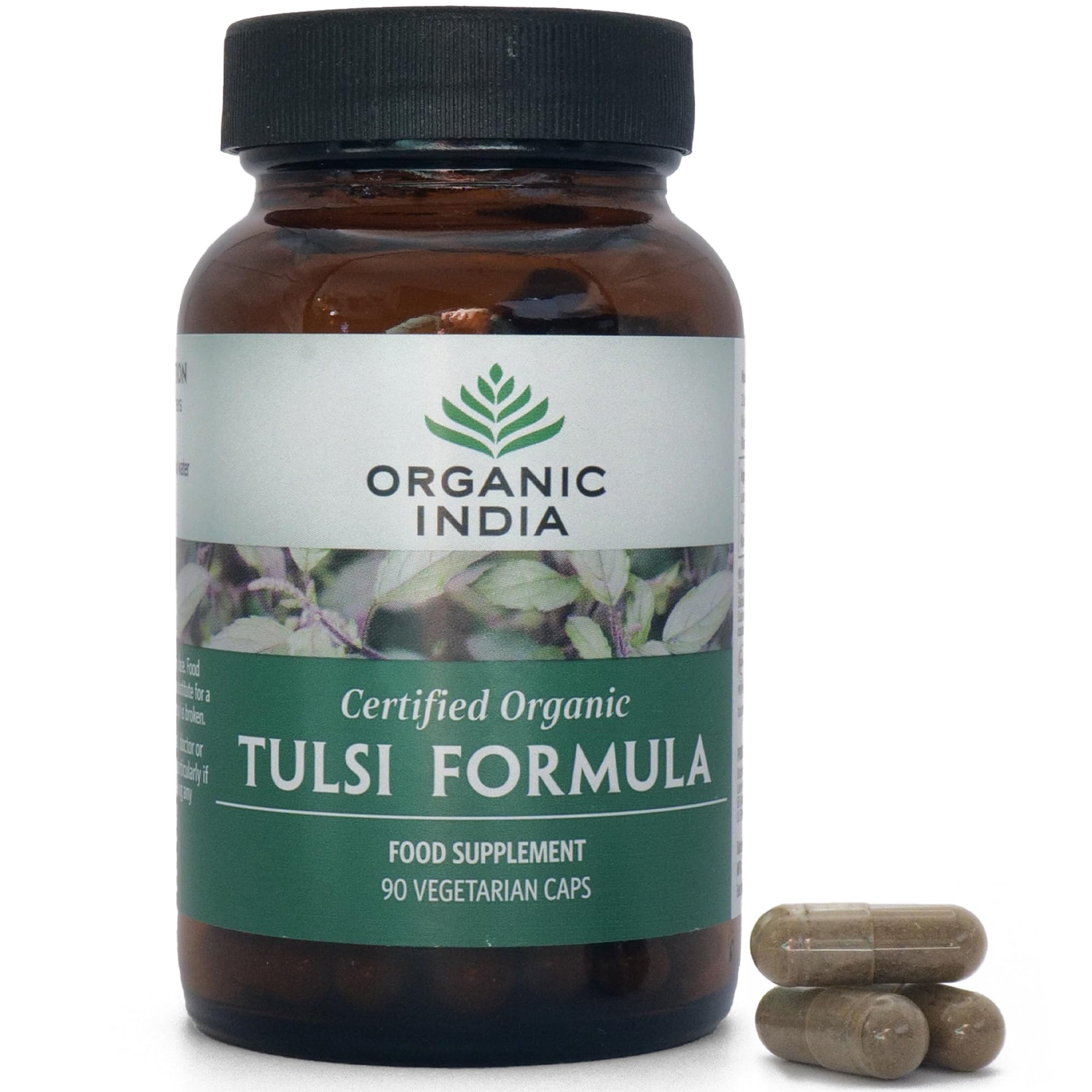 Organic India Tulsi Formula - Organic Rama Tulsi & Krishna Tulsi (Holy Basil) - Supports Stress Balance, Immunity & Wellbeing - Supplements for Women & Men - Vegan & Additive Free - 90 Capsules
