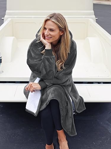 Miniatura 4 de Tirrinia Oversized Hoodie Blanket Batwing Sleeve Sweatshirt Cozy Sherpa Huge Wearable Blankets Gift for Adults Women