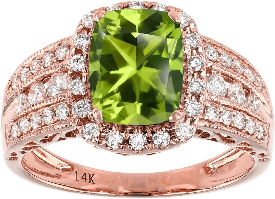 10K 14K 18K Gold 2 Carat Cushion Cut Gemstone Engagement Rings for Women with Moissanites/Diamonds Cushion Birthstone Promise Anniversary Ring for Her Size 3-15
