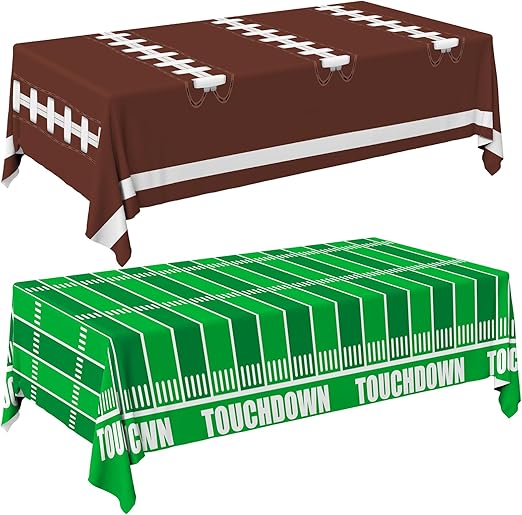 Football Party Decorations Disposable Tablecloth Plastic Touchdown Table Cover for Birthday Football Party Games Decoration 54 X 108Inch,2 Pack