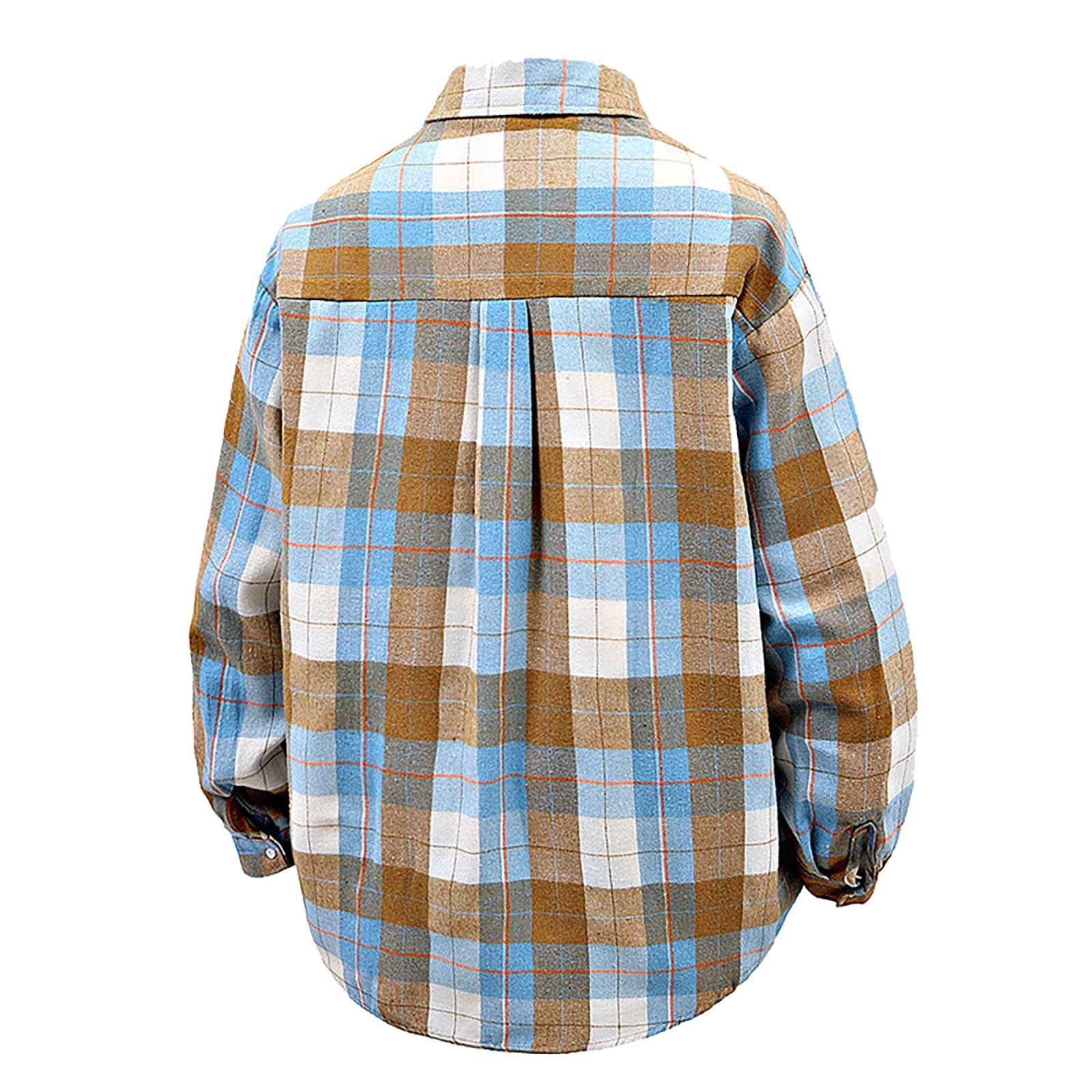 Camisa de franela ligera para hombre, de manga larga, a cuadros, corte holgado, camisa de franela, no necesita planchado, informal, con bolsillo en el pecho, ajuste normal, camisa a cuadros