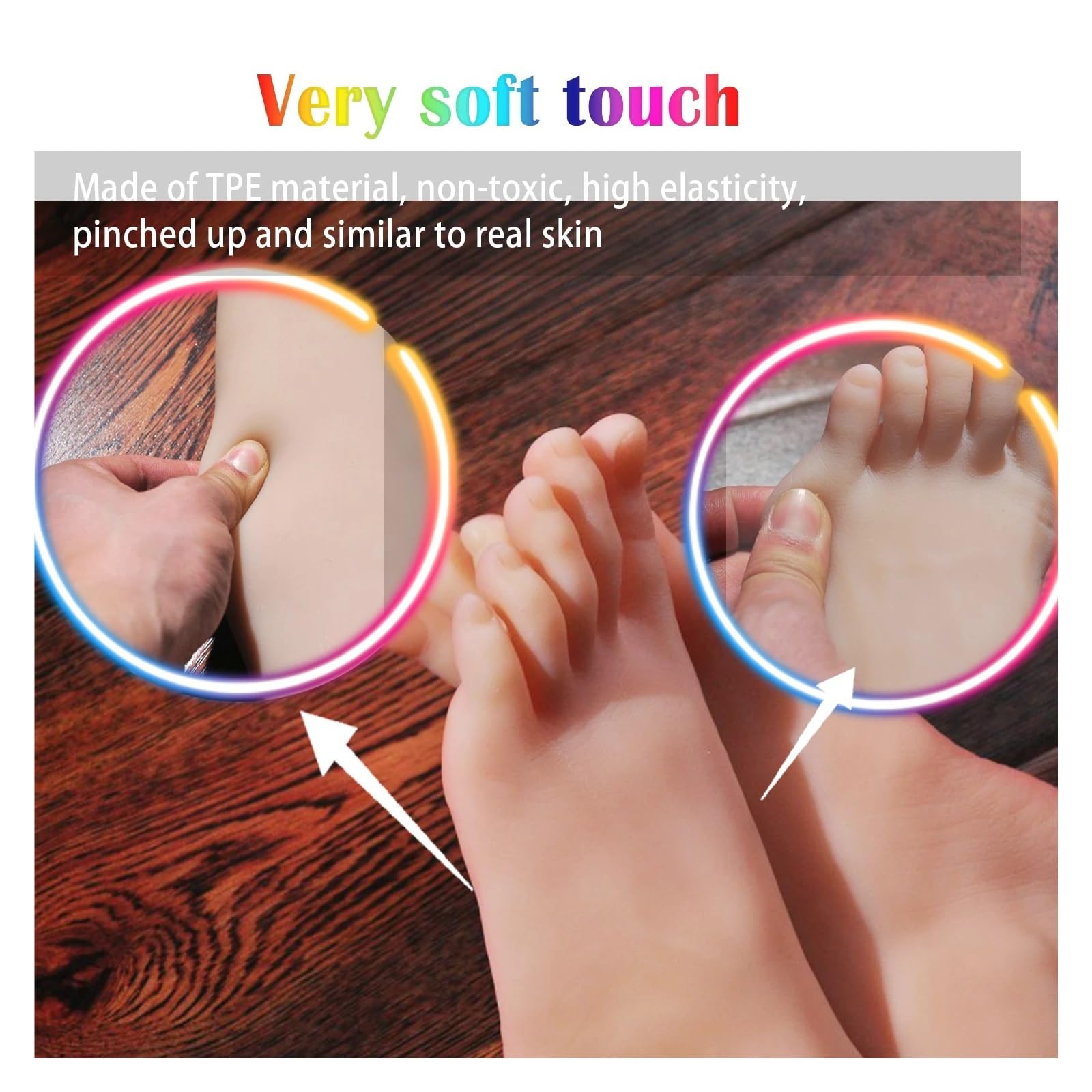 Maniquí Dedos De Los Pies Delgados Modelo De Pie, Pies Griegos Calcetines De Zapatos for Arte Exhibición De Uñas Falsas Tarsel Silicona Fetiche De Pie Femenino 3901(Skin All Silicone,One Pair)