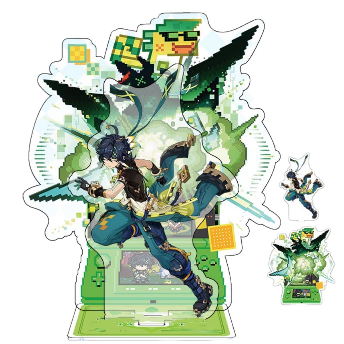 Flyshun Furina Mavuika - Figura bicapa de acrílico de pie con personajes de juego de pie, decoración de mesa, colecciones de anime periférico (Kinich) - Kinich