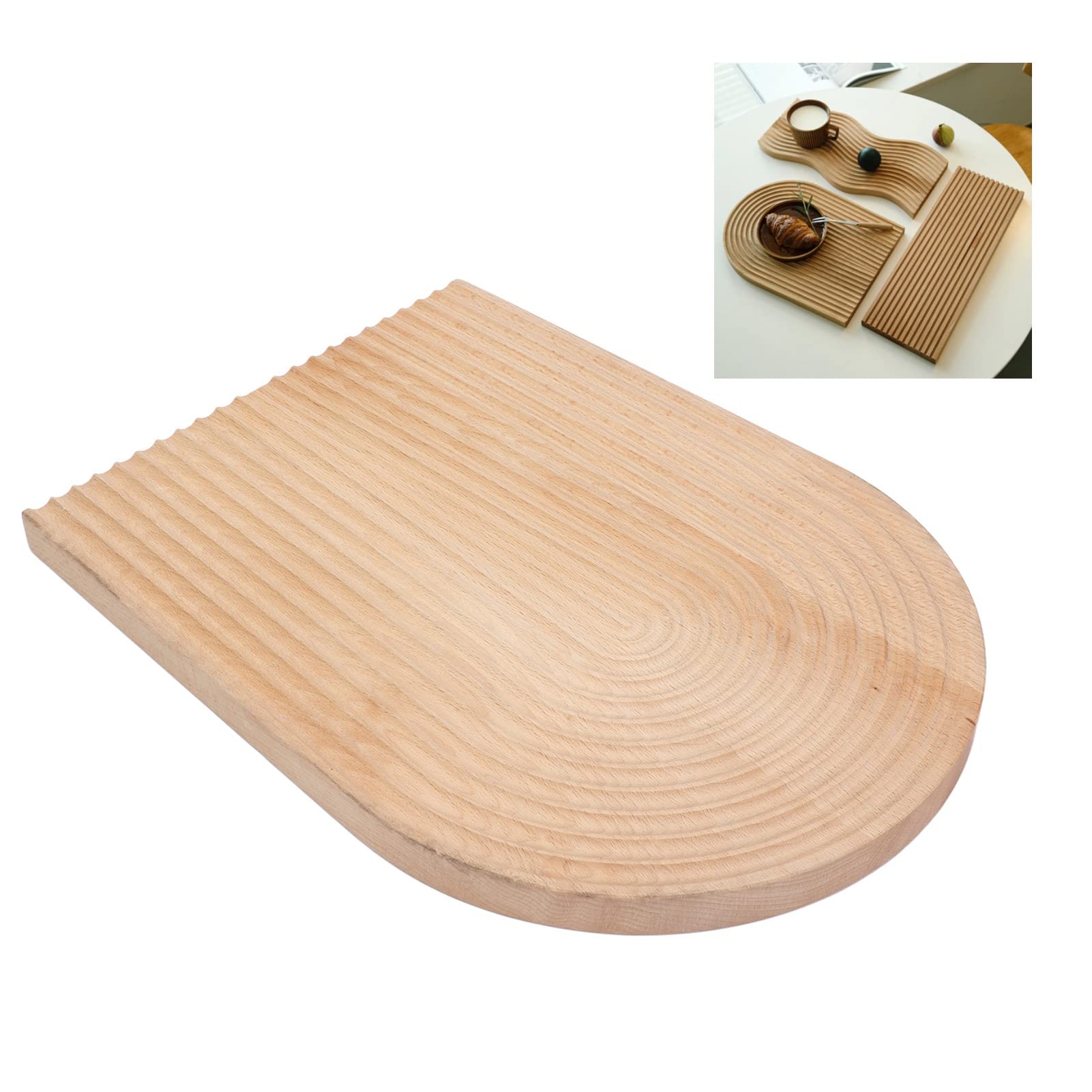 Brotteller Aus Holz, Natürliches Und Praktisches Buchenholz, Sicher Und Gesund, Schön Und Natürlich, Dessertteller mit Geometrischem Design für Familienfeiern, Partys, Hochzeiten(Oval)