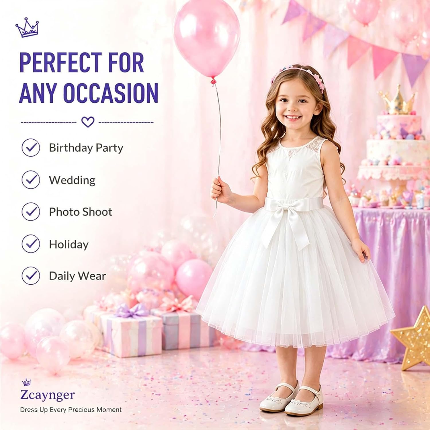 Girls Tutu Skirt Birthday Party Princess Tulle Dress Up 5 Layer Puffy Ballet Skirt for Kids Toddler (2-14 Years)