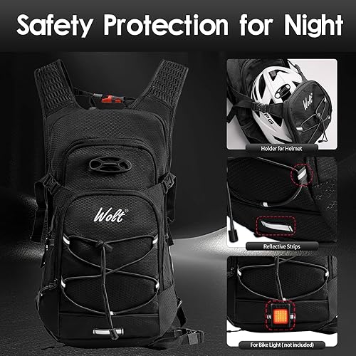 Miniatura 4 de Wolt Mochila de hidratación de 18 L para senderismo, mochila de agua con bolsa de agua de 2 L para hombres y mujeres, paquete de hidratación para