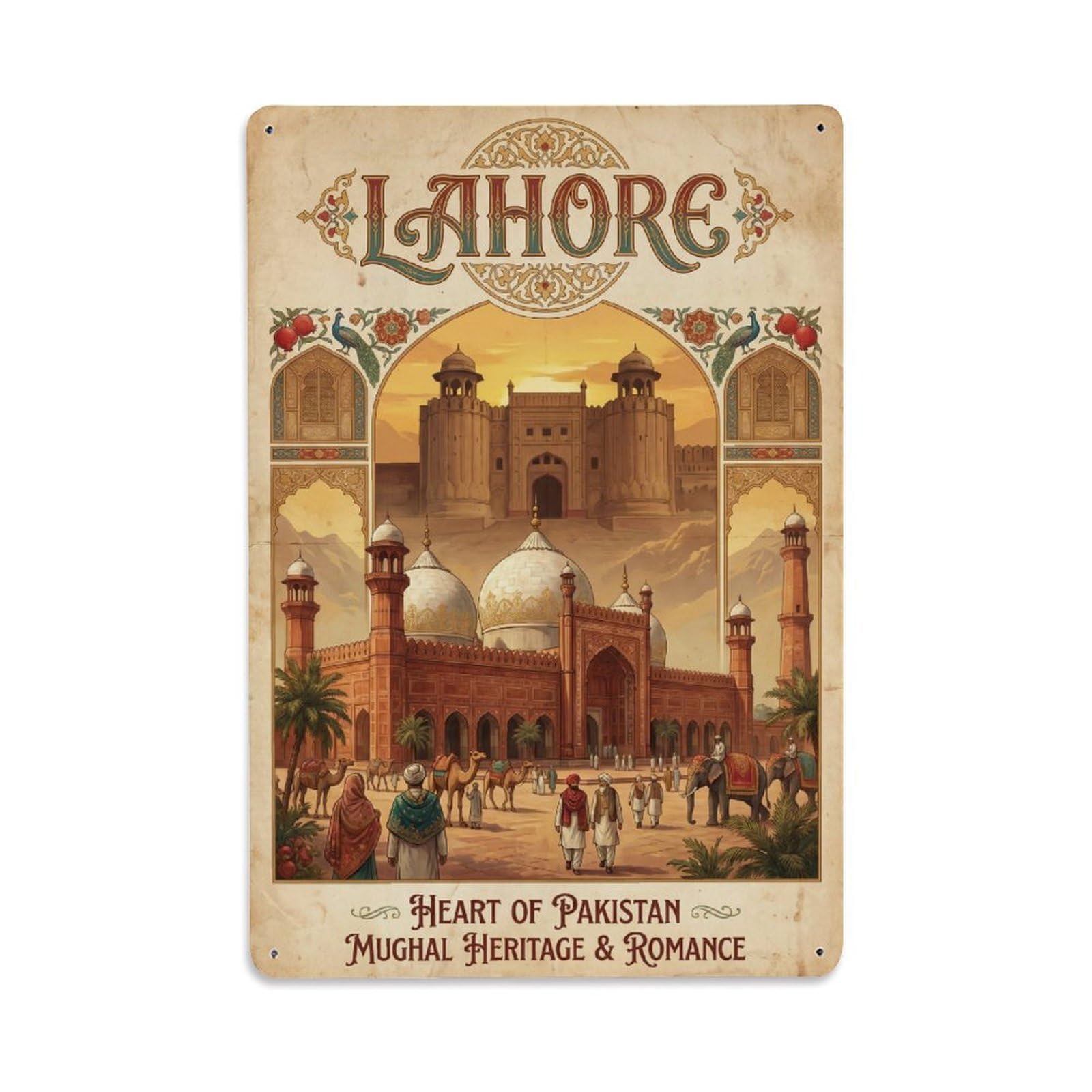 Gead 8X12inch Style Pakistan Lahore Travel Vintage Metal Tin Sign