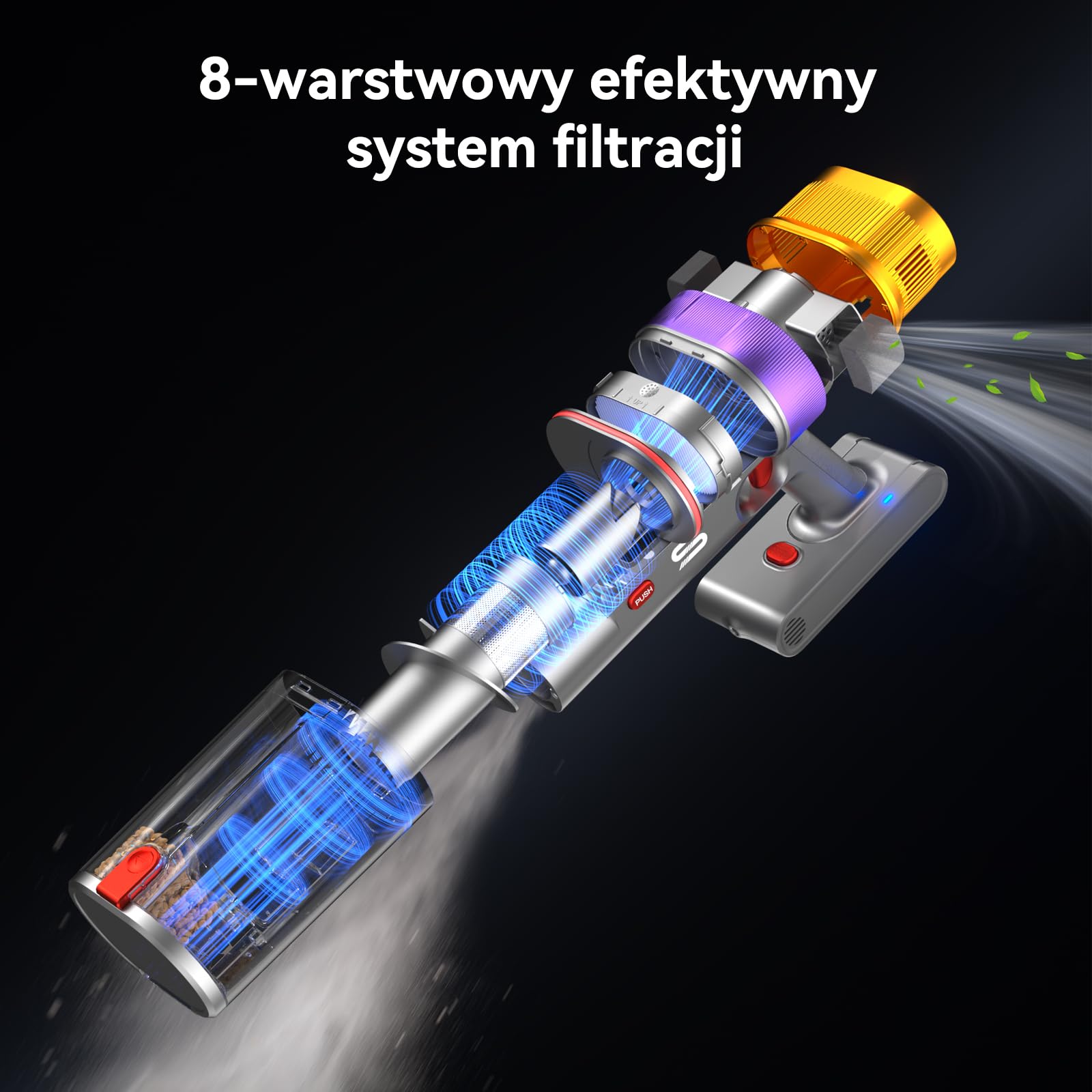 Vistefly V15 Ultra Odkurzacz Akumulatorowy 600W, 58KPa, Bezprzewodowy Odkurzacz 8 w 1, Ekran Dotykowy LED, Czas Pracy 70 Minut, Automatyczne Wykrywanie Kurzu, do Sierści Zwierząt, Podłóg i Dywanów