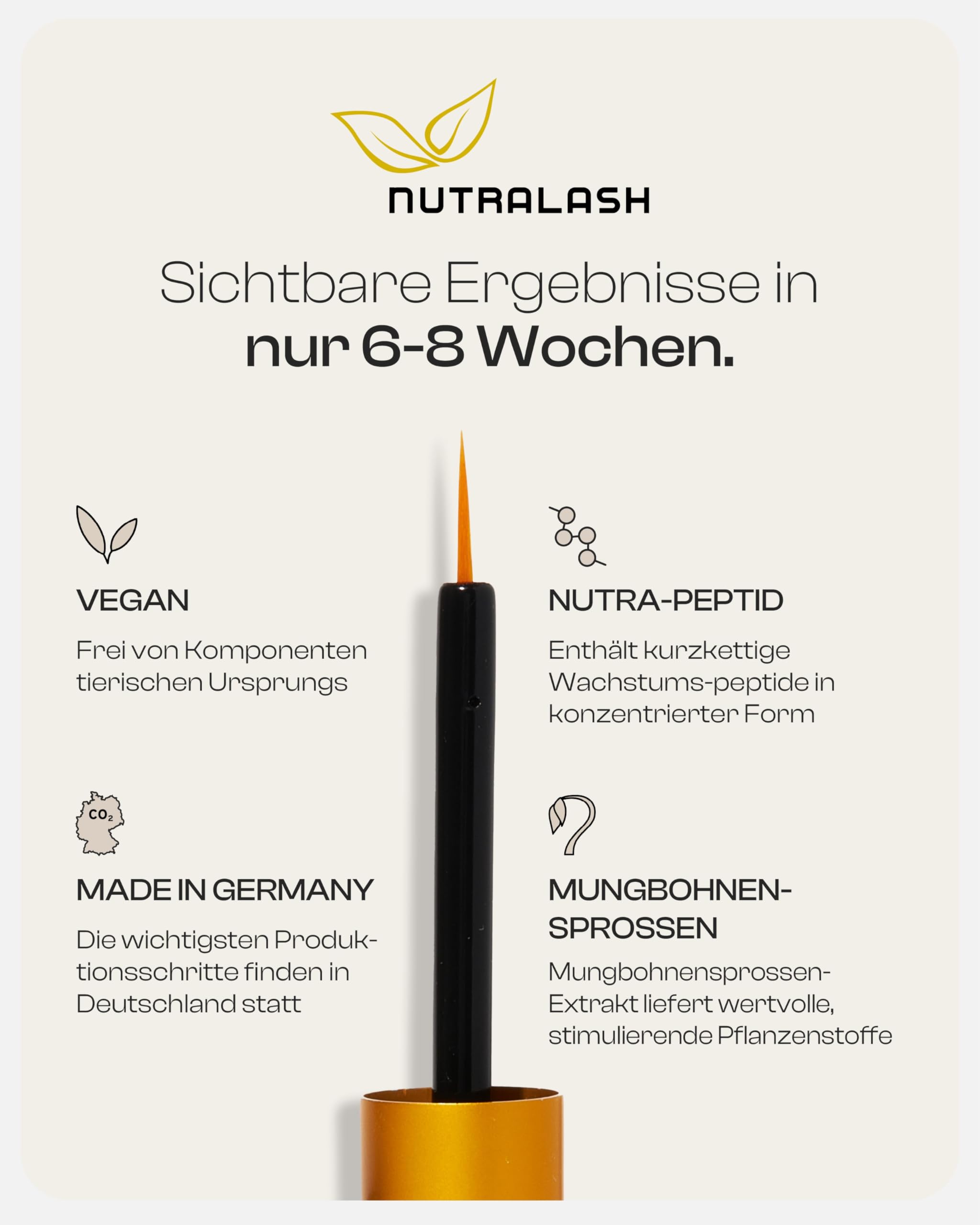 Nuvega Lash Super V Veganes Wimpernserum ohne tierische Produkte, Made in Germany, lange Wimpern in 4-6 Wochen, Lash Serum, Wimpernserum Wachstum, Serum für Wimpernwachstum, 3ml