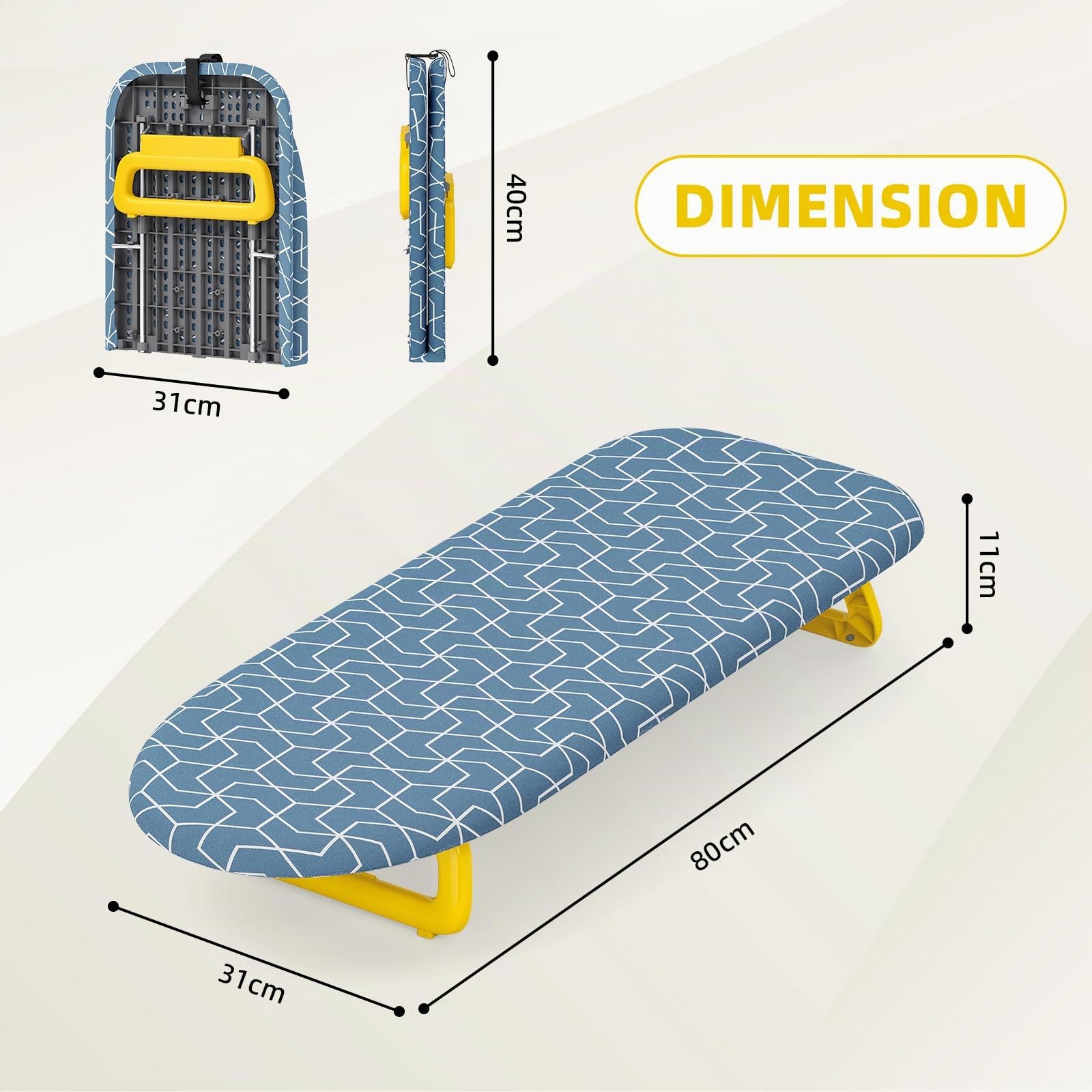 KINGRACK Table à Repasser Pliable - Petite Planche à Repasser - Housse de Planche à Repasser Pliable et Portable avec Pieds antidérapants pour Un Usage Domestique - 30 x 81 cm - Bleu foncé