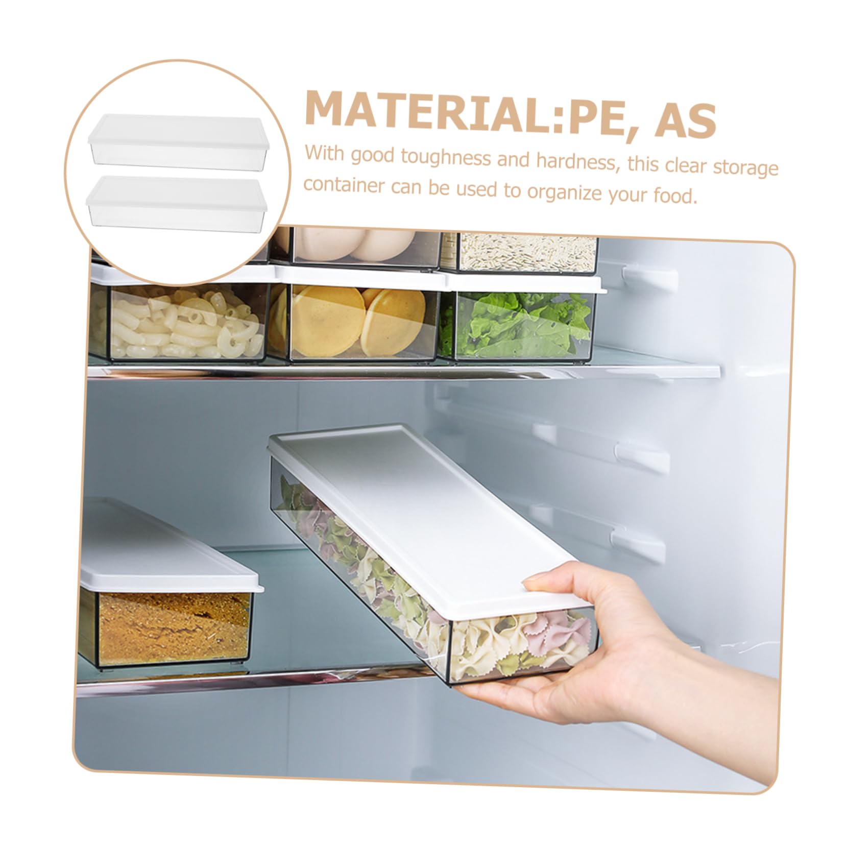 OUNONA Caja de Conservación para Refrigerador de 2 Piezas Diseño Elegante, Material Pe y As, Superficie Lisa para Almacenamiento de Pasta y Frutas en Ambiente Hogareño