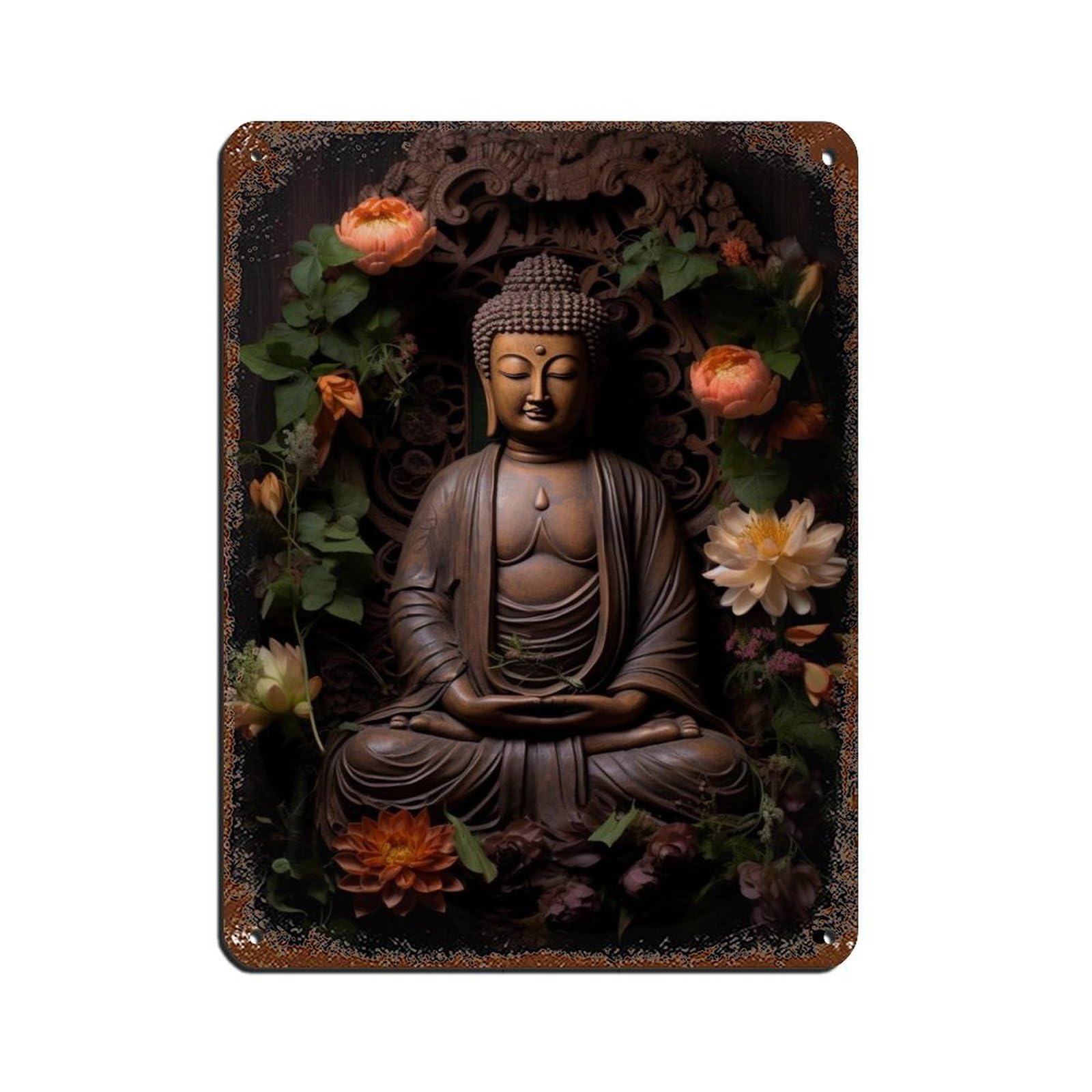 Hindu Art-Buddha Art Tin Sign Vintage Metal Pub Club Cafe Bar Home Wall Art Decoration Poster Retro 12x16inch(30x40cm)