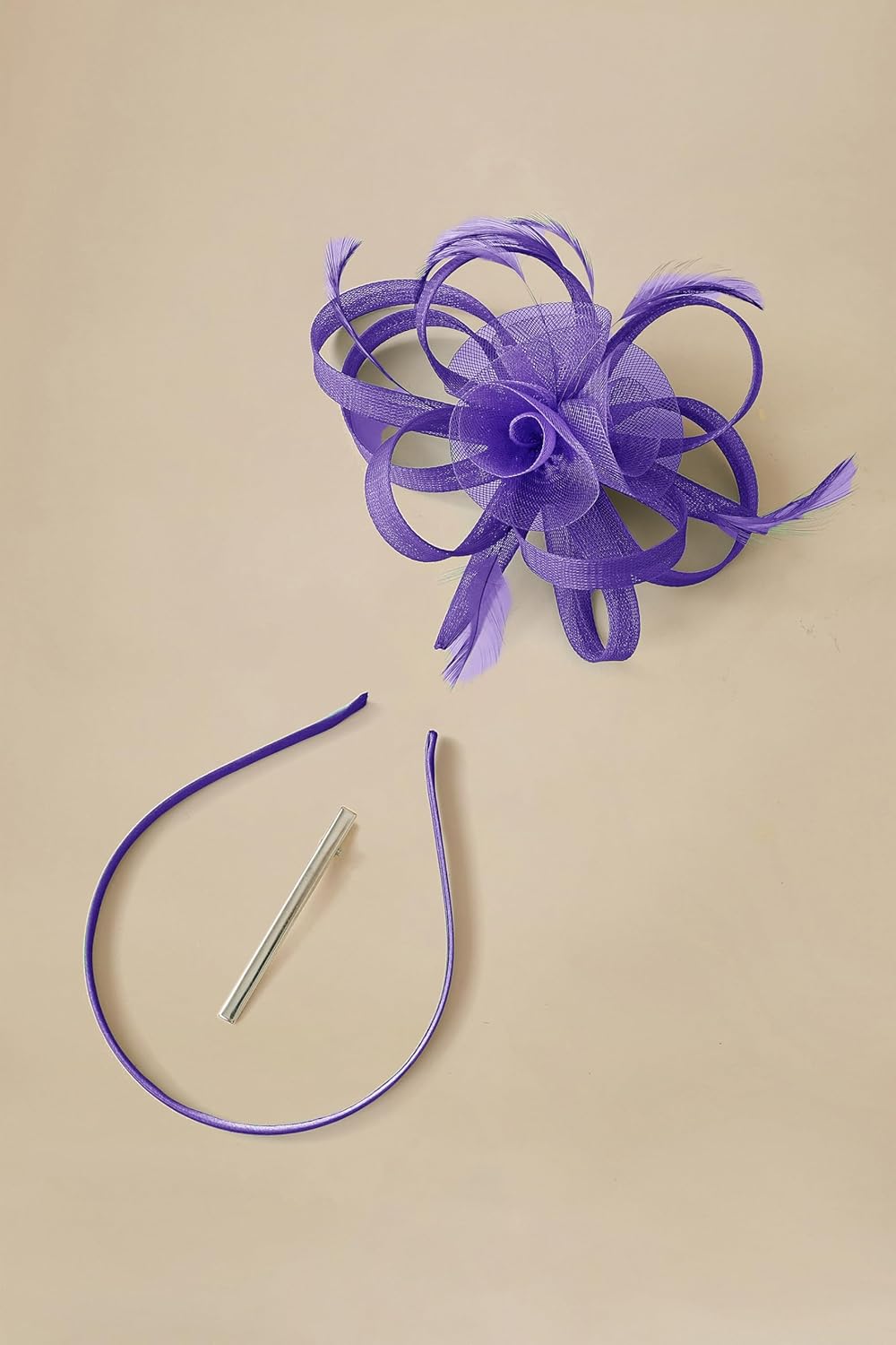 BABEYOND Fascinators Hats for Women - Tea Party Hats Kentucky Elegant Tulle Feather Bridal Wedding Ribbon Headband Hair Clip - Image 3