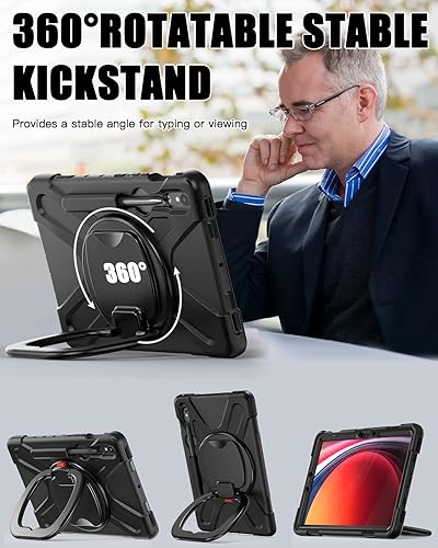 Miniatura 3 de BRAECN Funda para Galaxy Tab S9 FE de 10.9 pulgadasS9 de 11 pulgadas 2023 SM-X510X710, resistente a prueba de golpes, funda de silicona resistente