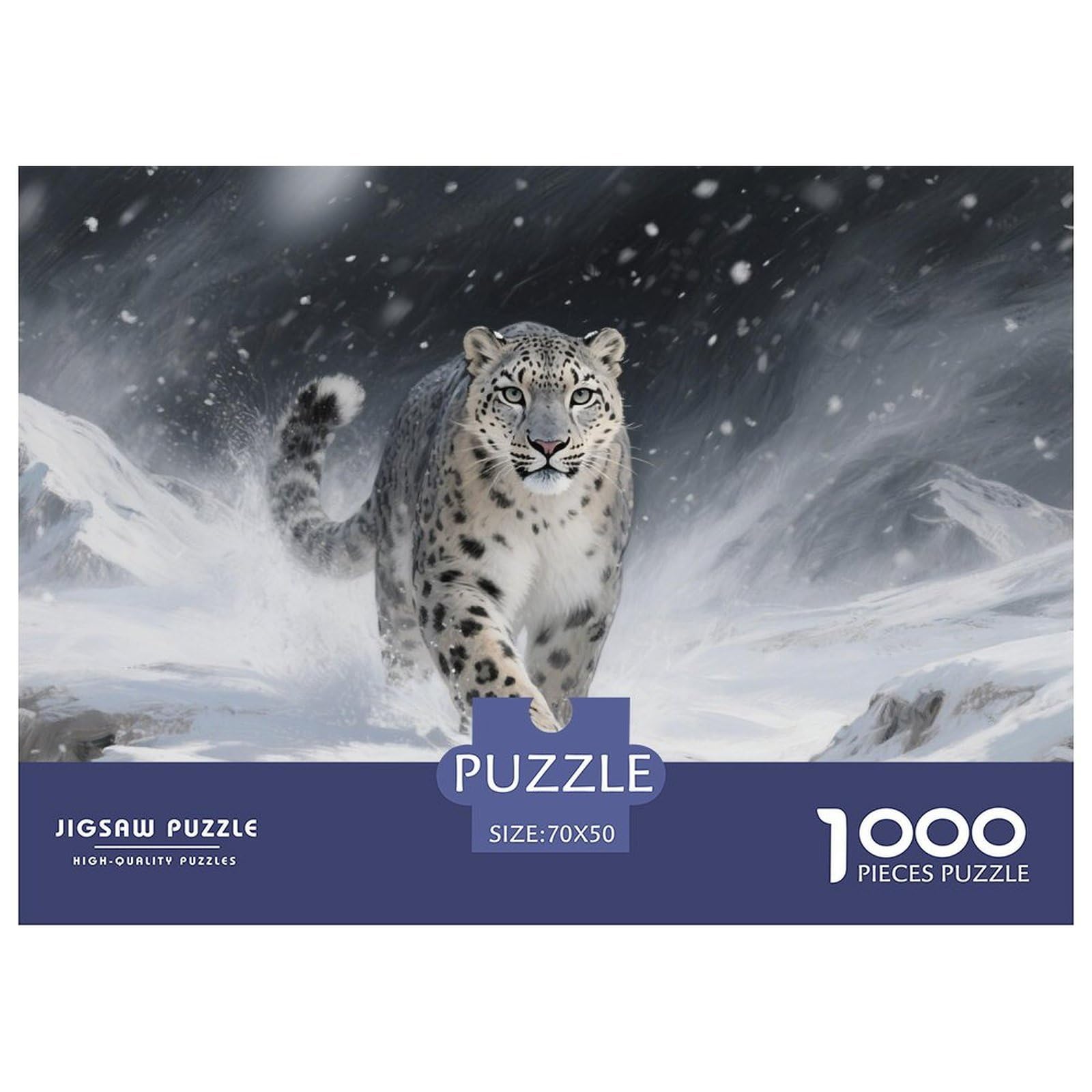 Snow Leopard Jigsaw 1000 Pieces Challenge Game for Adults,Blizzard Mountain Impossible Jigsaw Puzzles 1000 Piece Educational Games for Adults Or Families 70x50cm/1000pcs