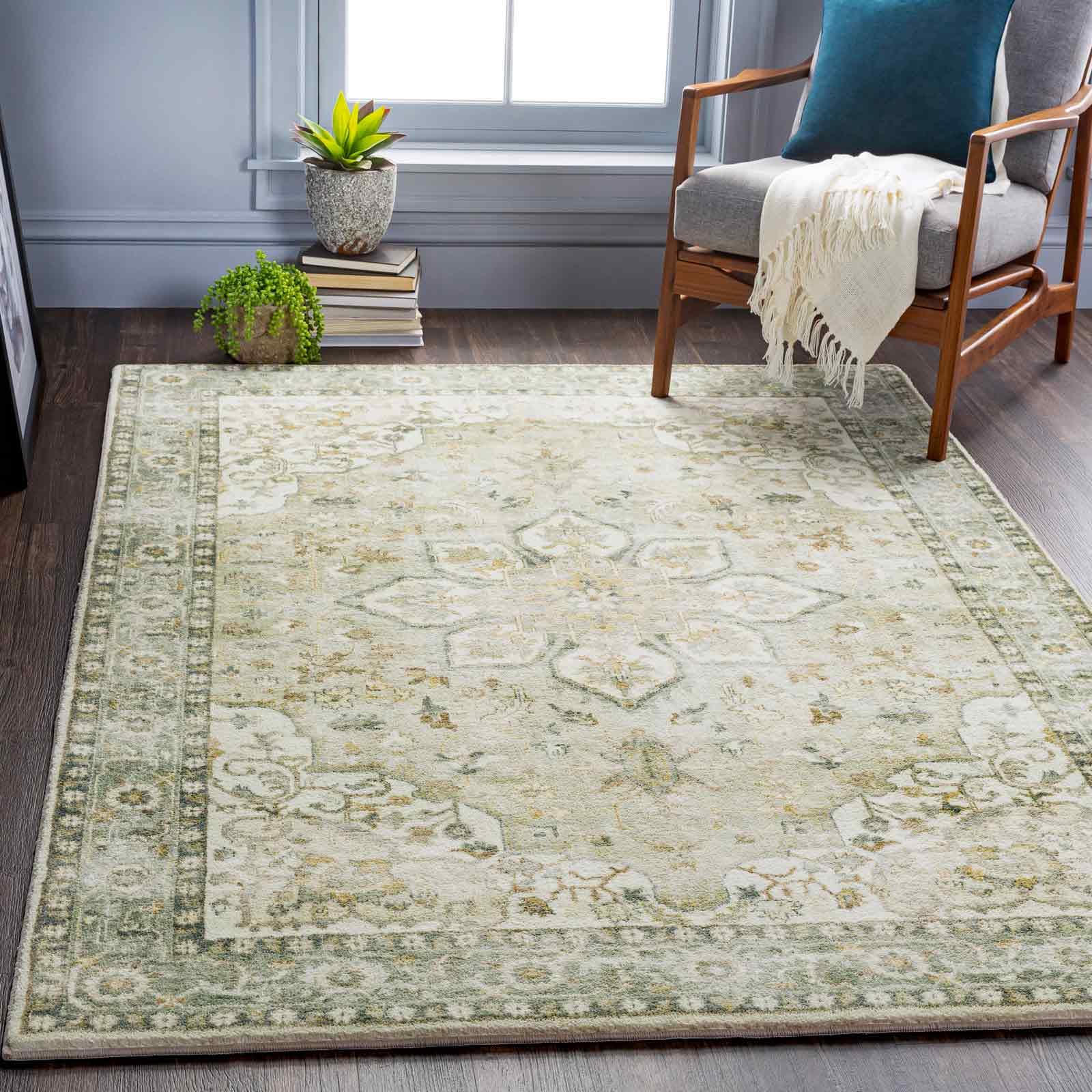 Livabliss Samara Vintage Rug - Area Rugs Living Room 160x230 cm, Dining Floor, Kitchen, Traditional Multicoloured Boho Style, Easy Care Pile, Bohemian Large Rug, Cream, Sage, Grey, Mustard, Tan