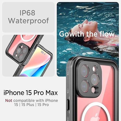 Miniatura 2 de Miimall Funda impermeable para iPhone 15 Pro Max con MagSafe, IP68 bajo el agua protector de pantalla HD integrado 360 grados a prueba de golpes a