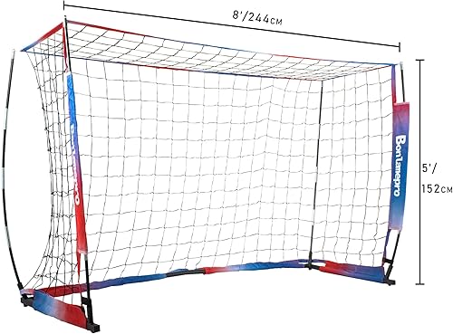 Miniatura 7 de BONLAMEPRO Portería de fútbol portátil de color degradado, marco plegable de 8 x 5 pies, nueva actualización, menos espacio de almacenamiento,