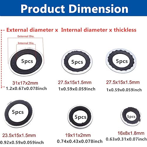 Miniatura 14 de Surtido de 60 juntas de A/C, 15-32241 GM Equipo original Sellos de compresor de CA Sellos automotrices Autocentrados Junta de aire acondicionado