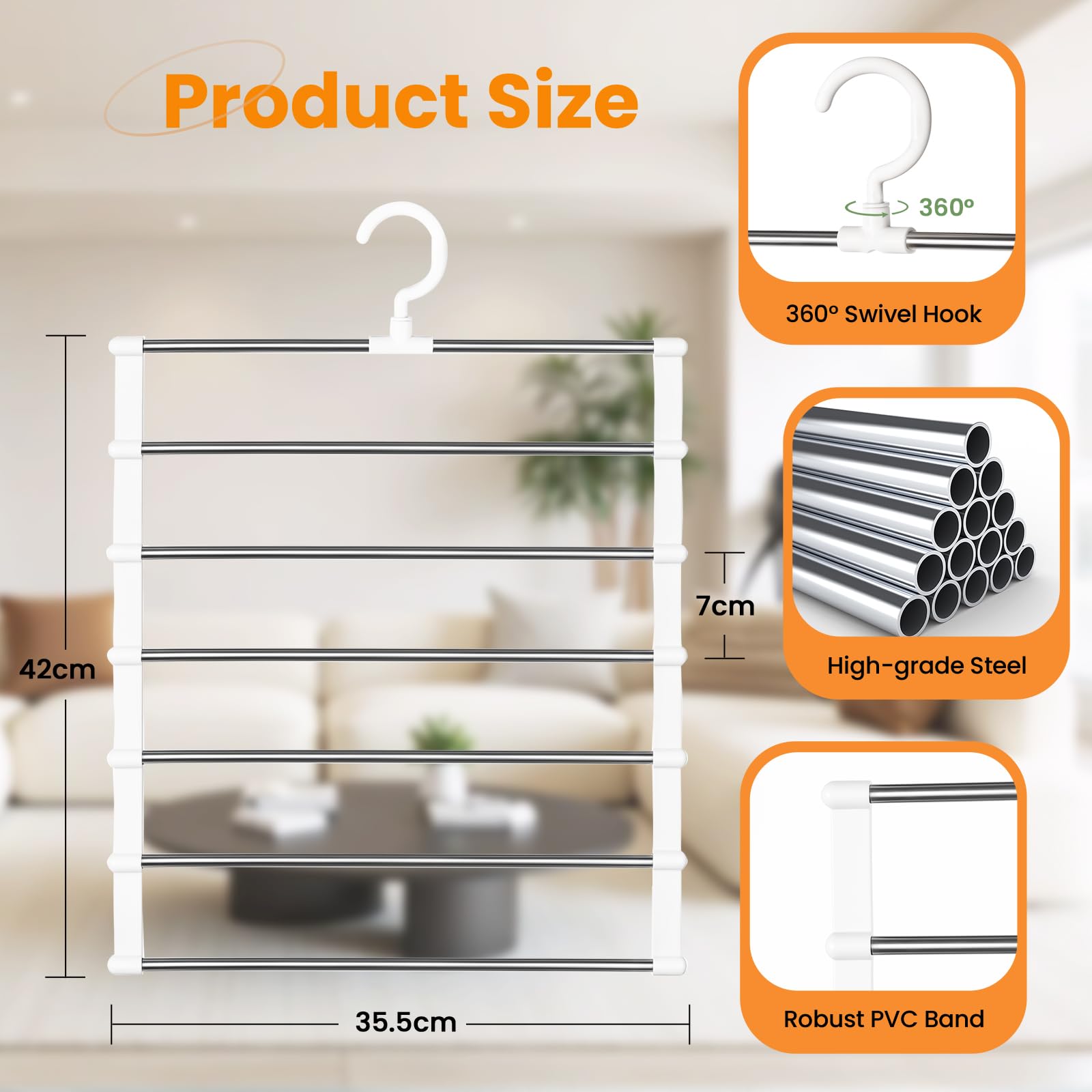3er-Set Hosenbügel Faltbar - Platzsparende Kleiderorganizer Für Schrank