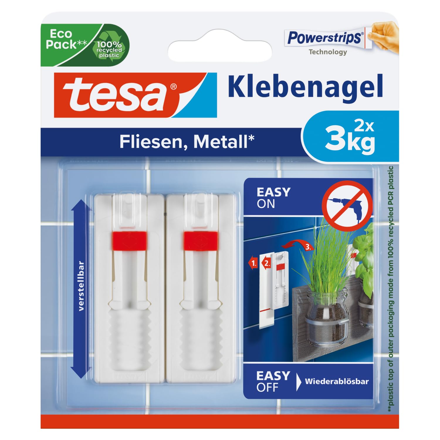 Tesa Uk Clear / Transparent Tesa Adjustable Adhesive Nail For Tiles & Metal 3Kg