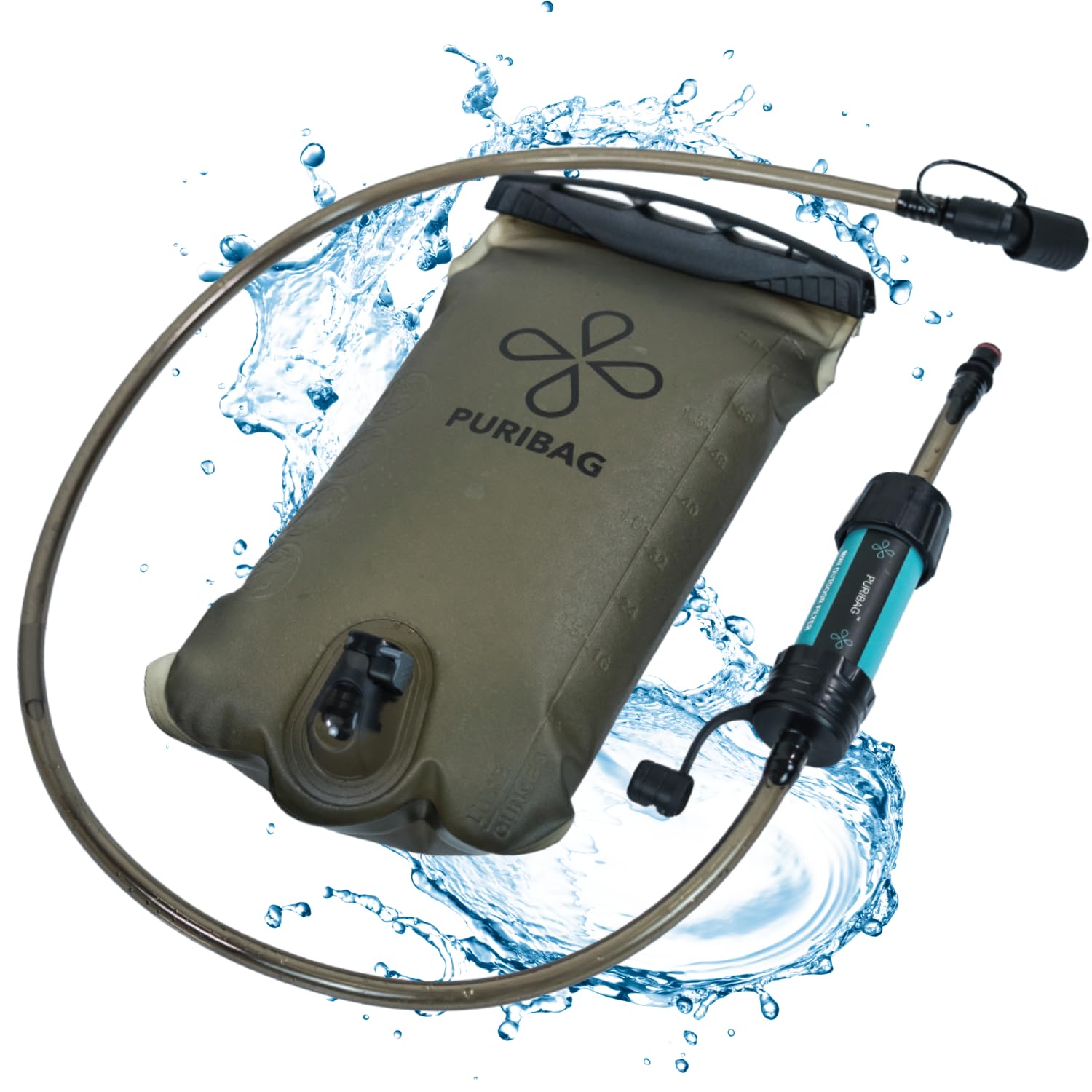 Puribag Adventure Vessie : poche d'hydratation 2L avec filtre – poche à eau de rechange compatible avec d'autres systèmes, parfaite pour la randonnée et le vélo