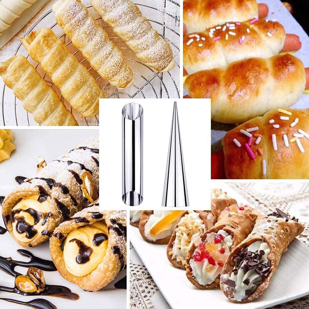 CHEPL Cannoli Bakvorm 12 stuks Bakvormen Cannoli buizen Molds roestvrij staal schroef Croissant hoorn Tubes crème rol cake gebak spiraal hoorn bakvorm