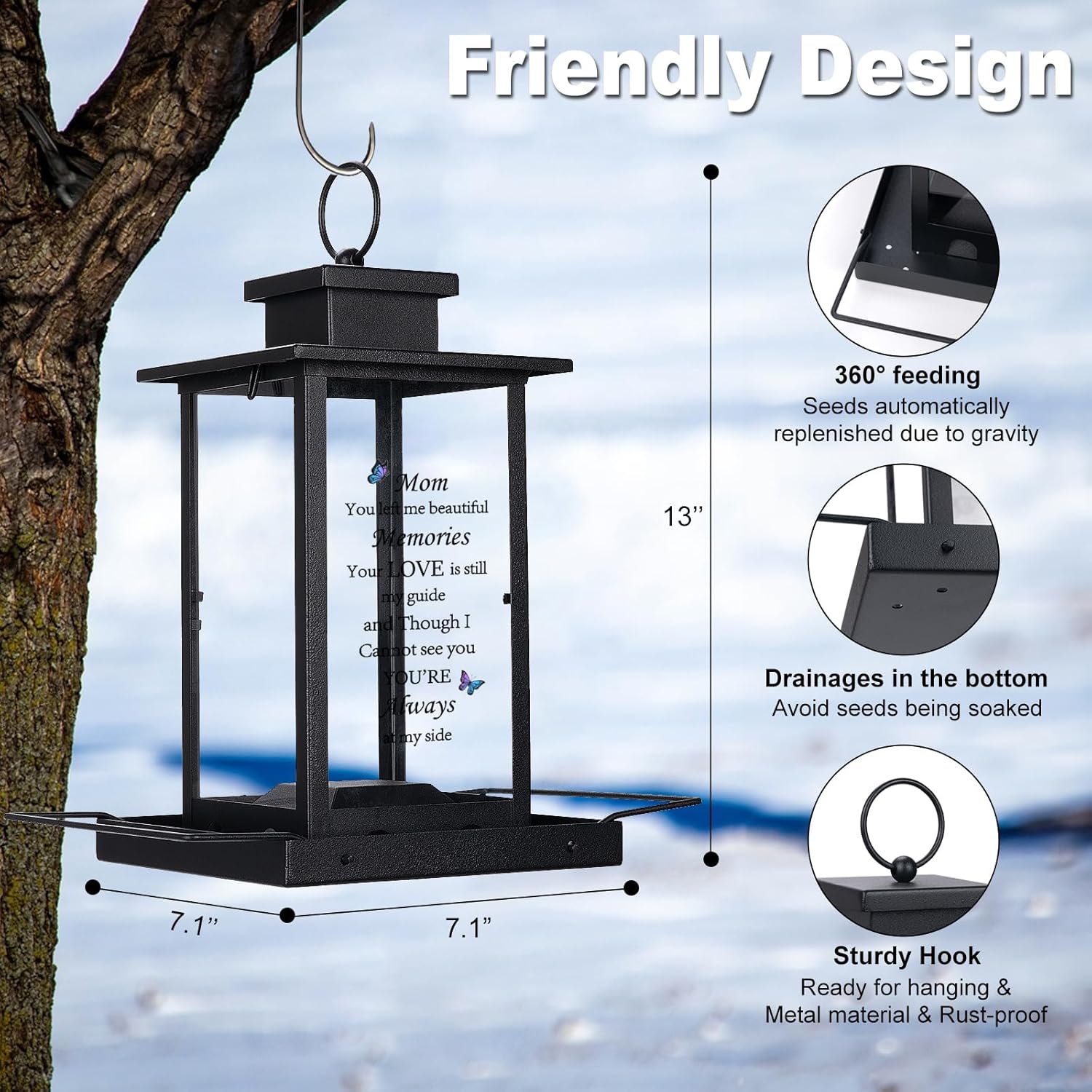 Memorial Gifts for Loss of Mom - Sympathy Bird Feeder Cardinal, Funeral Bereavement Grief Condolences Sympathy Gifts for Loss of Loved One Mother - Image 5