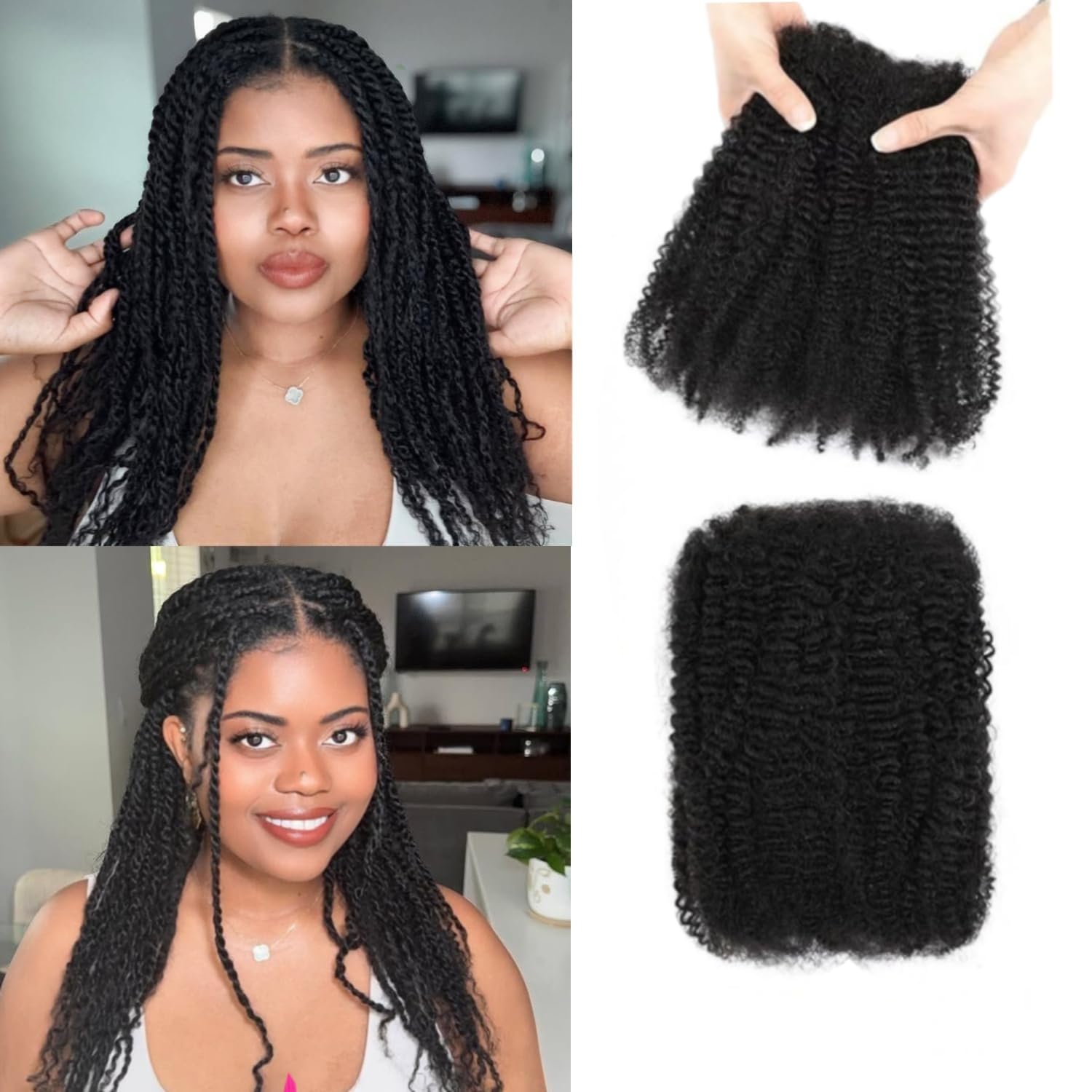 Datanala Afro Kinkys Bulk Human Hair 100% Natural Black Human Hair for Dreadlocks Extensions Locs Repair