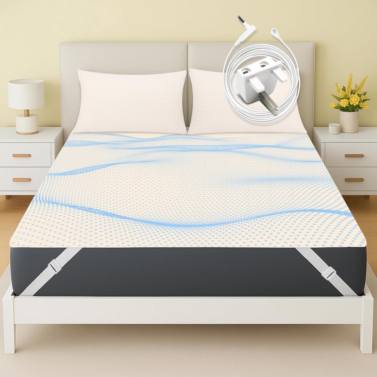 Drap de lit avec 10 % fibre d'argent et coton bio tapis mise à la terre
