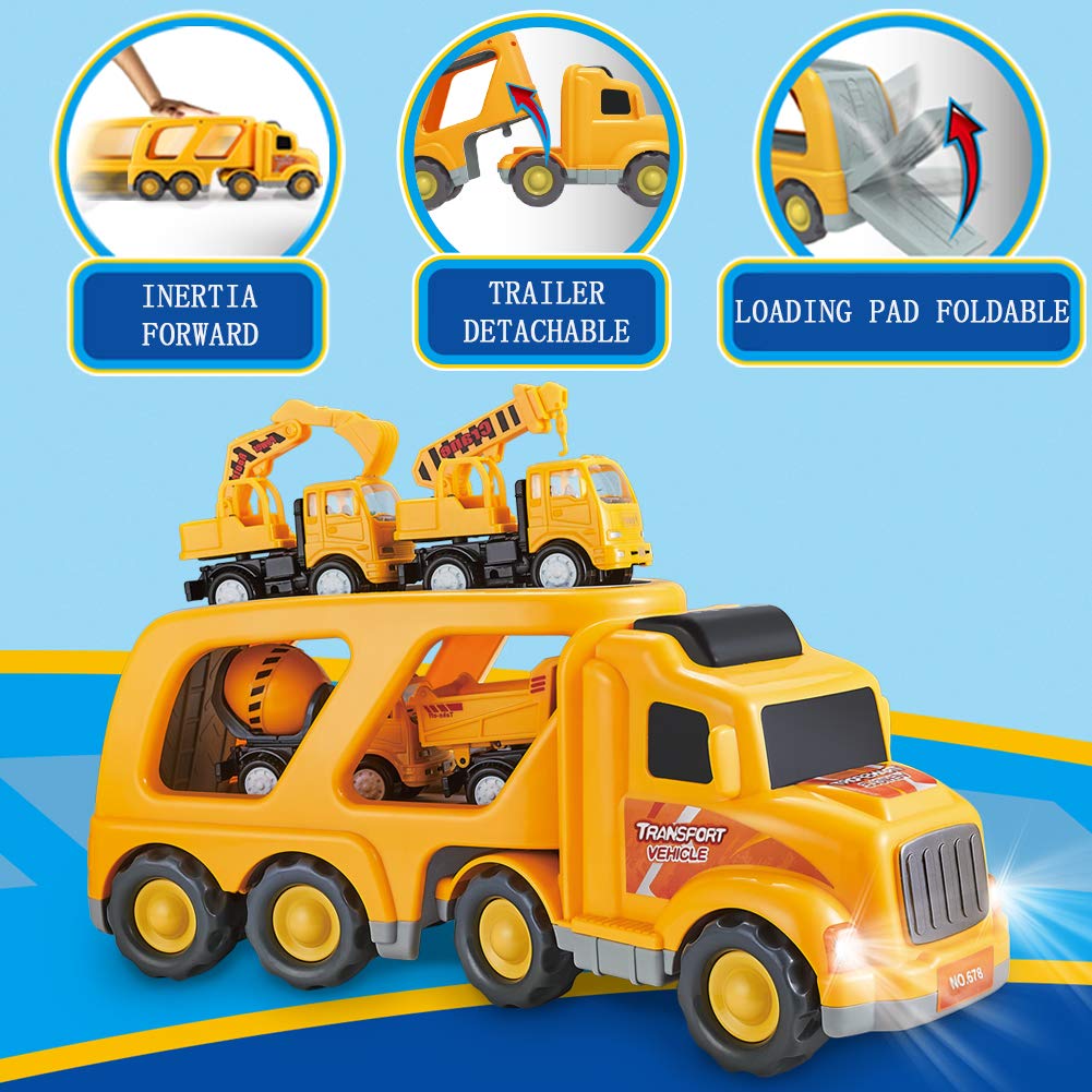 SLENPET Construction Truck Toys for 3 Years Old Boys Kids Toddlers